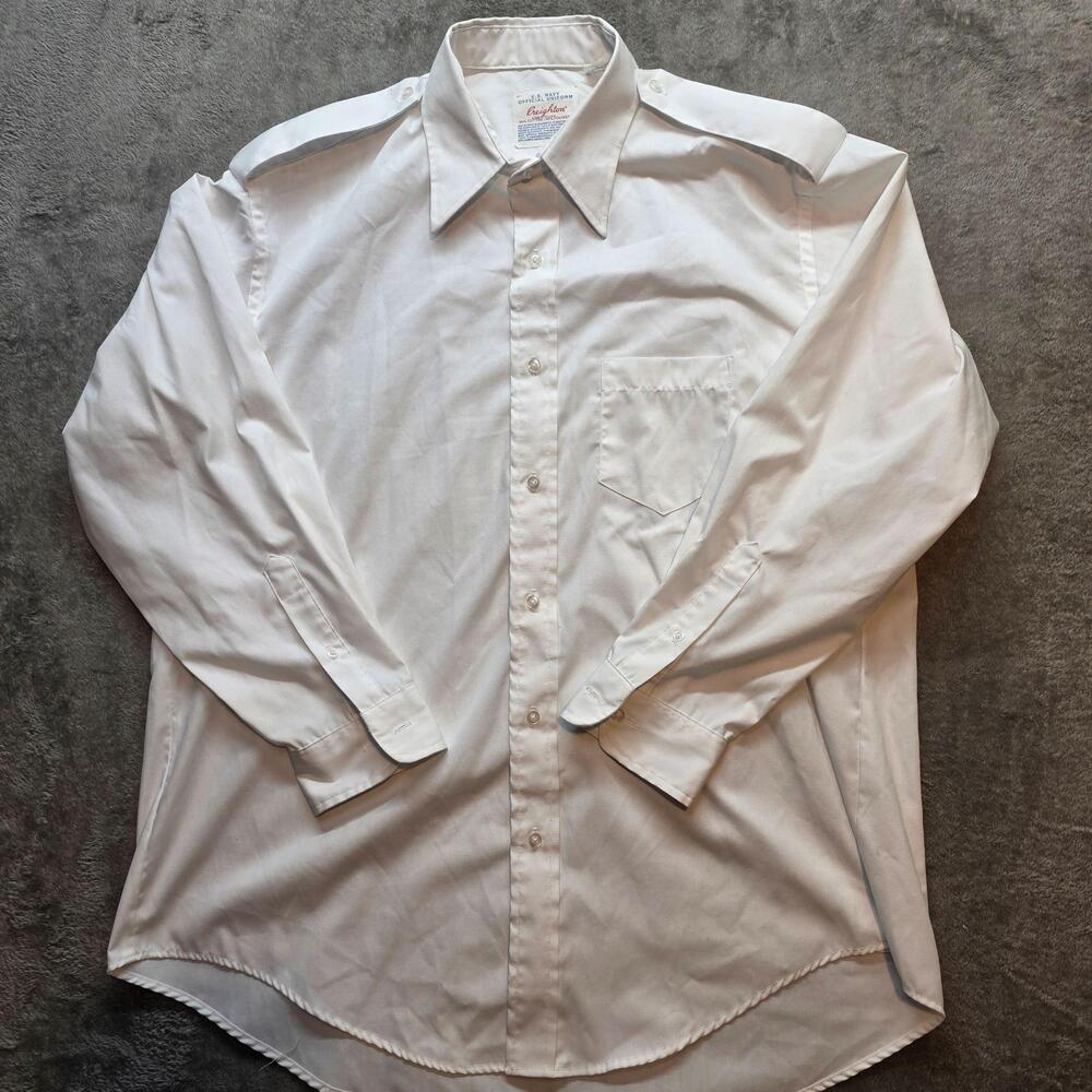 Creighton Dress Shirt Mens S White US Navy Official Uniform Long Sleeve Made USA